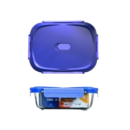 Glass Food Storage Container 1040ml Lunch Bento Box with Lid for Kitchen Prep.