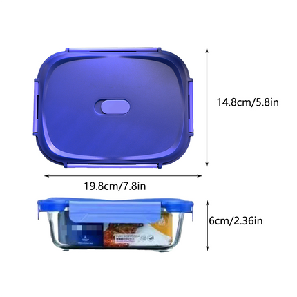 Glass Food Storage Container 1040ml Lunch Bento Box with Lid for Kitchen Prep.
