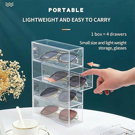 Stackable Acrylic Glasses Sunglasses Display Box Four Layer Drawer Storage.