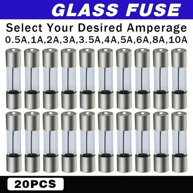 20Pcs M205 Glass Fuse 5Mm X 20Mm Slow Blow 250V / Select From 0.5A To 10A  Amp - 20PCS F3.15A.