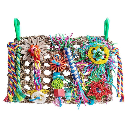 Parrot Gnawing Toys Woven Grass Nets Colourful Chewing Bird Cage Play.