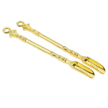 2PCS Gold Mini Scoop Spoon Metal Powder Spatula for Kitchen Craft or Resin Use.