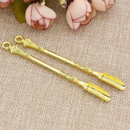 2PCS Gold Mini Scoop Spoon Metal Powder Spatula for Kitchen Craft or Resin Use.