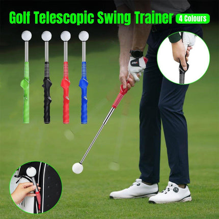 Golf Swing Training Aid Telescopic Impact Sound Stick Exercise Tool for Practice - Black.