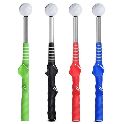 Golf Swing Training Aid Telescopic Impact Sound Stick Exercise Tool for Practice - Black.