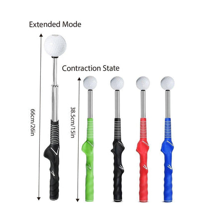 Golf Swing Training Aid Telescopic Impact Sound Stick Exercise Tool for Practice - Black.