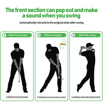 Golf Swing Training Aid Telescopic Impact Sound Stick Exercise Tool for Practice - Black.