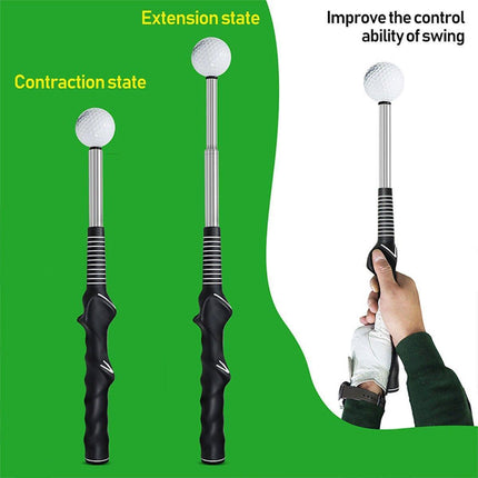 Golf Swing Training Aid Telescopic Impact Sound Stick Exercise Tool for Practice - Black.