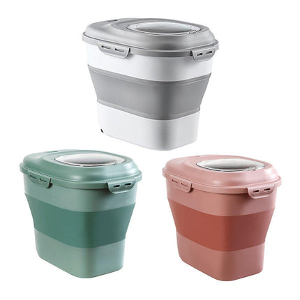 Large Capacity Pet Food Storage Box Foldable Design with Seal Lid - Grey.
