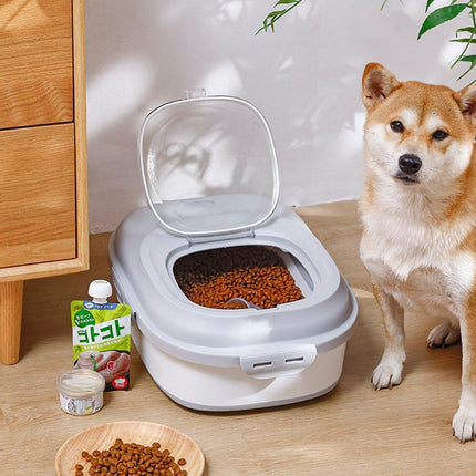 Large Capacity Pet Food Storage Box Foldable Design with Seal Lid - Grey.