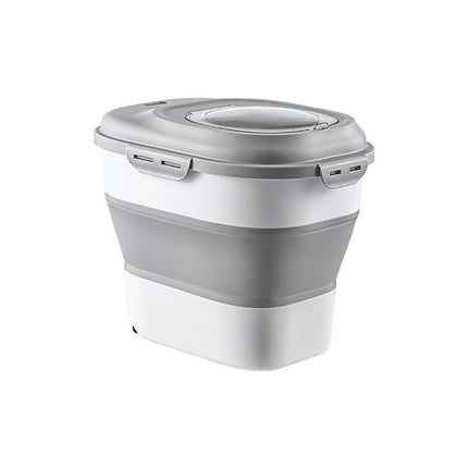 Large Capacity Pet Food Storage Box Foldable Design with Seal Lid - Grey.