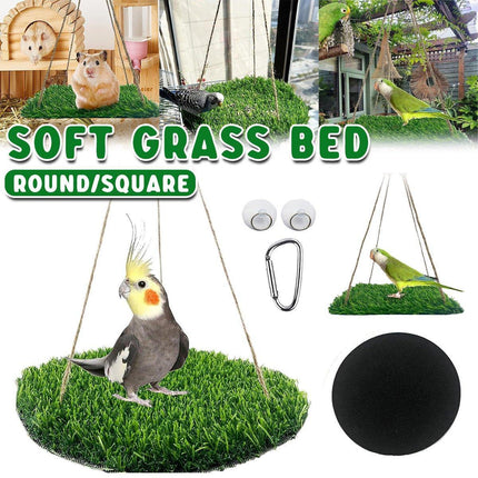 Parrot Turf Hammock Climbing Toy for Hamster Pet Bed Hanging Swing for Small Pet - Quadrate.