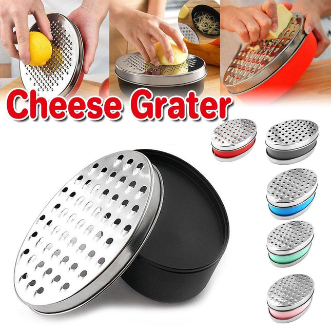 Stainless Steel Kitchen Cheese Grater with Container Storing Fruits Cheese Box - Green.