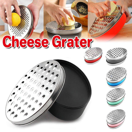 Stainless Steel Kitchen Cheese Grater with Container Storing Fruits Cheese Box - Pink.