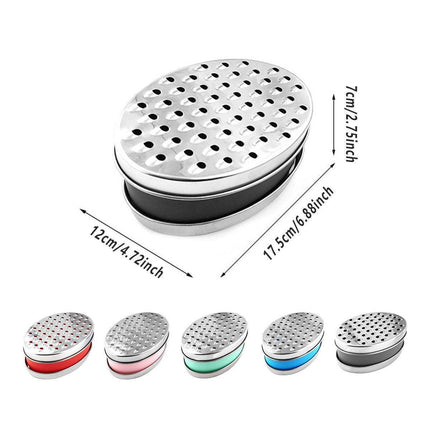 Stainless Steel Kitchen Cheese Grater with Container Storing Fruits Cheese Box - Pink.