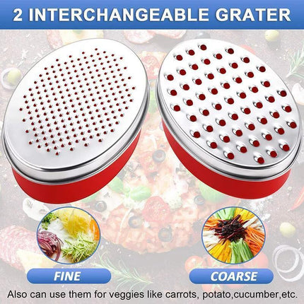 Stainless Steel Kitchen Cheese Grater with Container Storing Fruits Cheese Box - Pink.