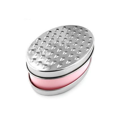 Stainless Steel Kitchen Cheese Grater with Container Storing Fruits Cheese Box - Pink.