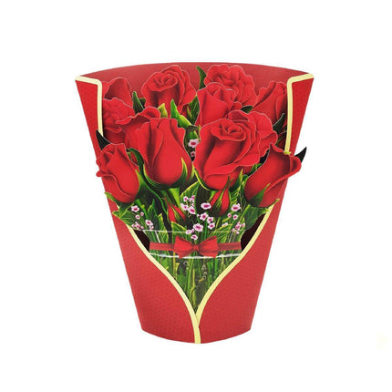 New Style 3D Pop Up Cards Paper Flower Bouquet Greeting Card for All Occasions - Greenish Lily Flower.