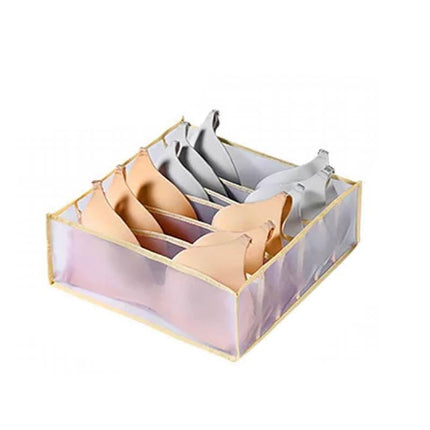 Foldable Drawer Organizer Divider Bra Sock Underwear Storage Closet Wardrobe - Grey Set of 3 Different Sizes.