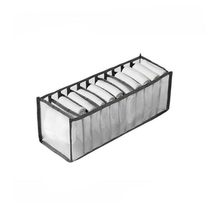 Foldable Drawer Organizer Divider Bra Sock Underwear Storage Closet Wardrobe - Grey Set of 3 Different Sizes.