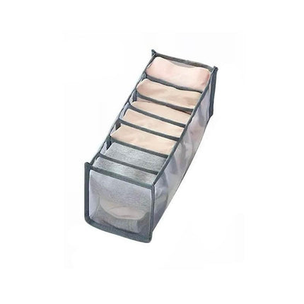 Foldable Drawer Organizer Divider Bra Sock Underwear Storage Closet Wardrobe - Grey with 6 Boxes.