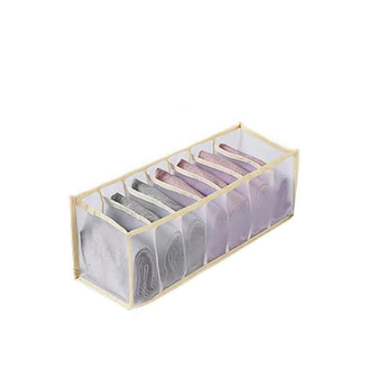 Foldable Drawer Organizer Divider Bra Sock Underwear Storage Closet Wardrobe - Grey with 7 Boxes.