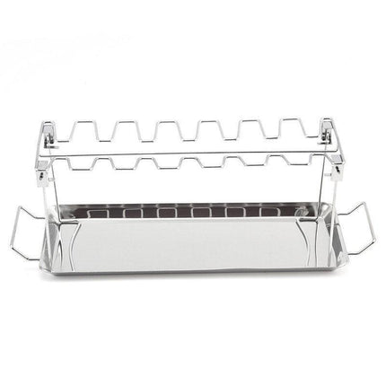 Foldable Stainless Steel Barbecue Grill Rack for Chicken Legs Outdoor Cooking.