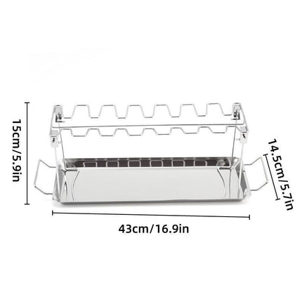 Foldable Stainless Steel Barbecue Grill Rack for Chicken Legs Outdoor Cooking.