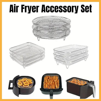 Air Fryer Grill Rack Multi Layer Removable Shelf Mesh Rack for Cooking BBQ - Rectangle.