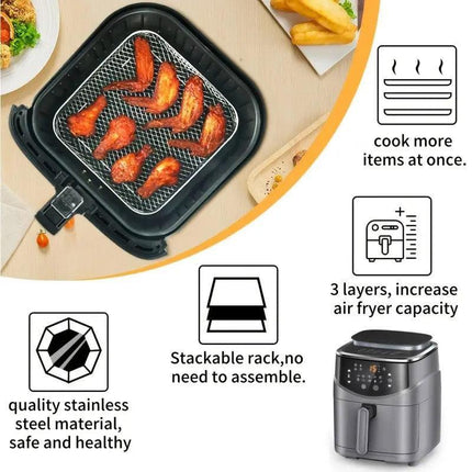 Air Fryer Grill Rack Multi Layer Removable Shelf Mesh Rack for Cooking BBQ - Rectangle.