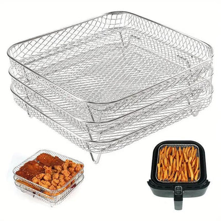 Air Fryer Grill Rack Multi Layer Removable Shelf Mesh Rack for Cooking BBQ - Rectangle.