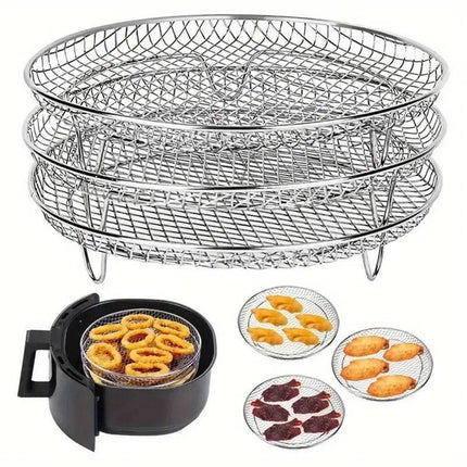 Air Fryer Grill Rack Multi Layer Removable Shelf Mesh Rack for Cooking BBQ - Rectangle.