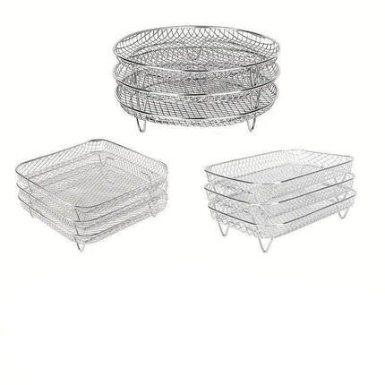 Air Fryer Grill Rack Multi Layer Removable Shelf Mesh Rack for Cooking BBQ - Round.