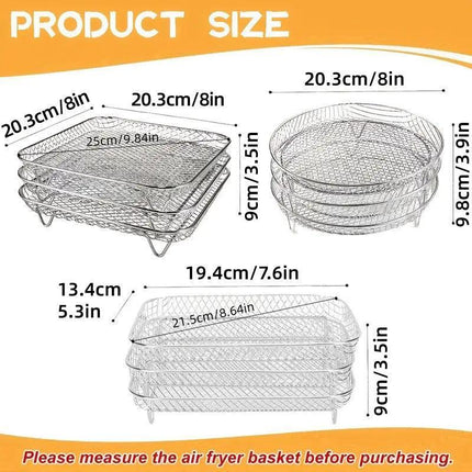 Air Fryer Grill Rack Multi Layer Removable Shelf Mesh Rack for Cooking BBQ - Round.