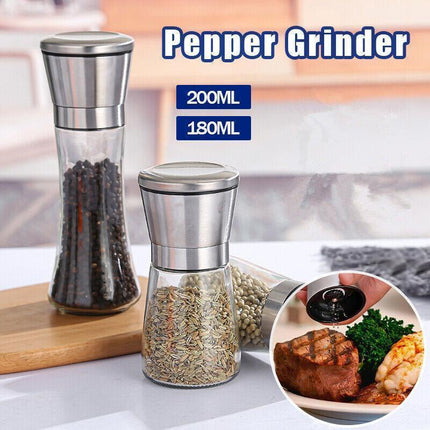 Stainless Steel Manual Salt and Pepper Grinder with Adjustable Ceramic Core - 200ML.