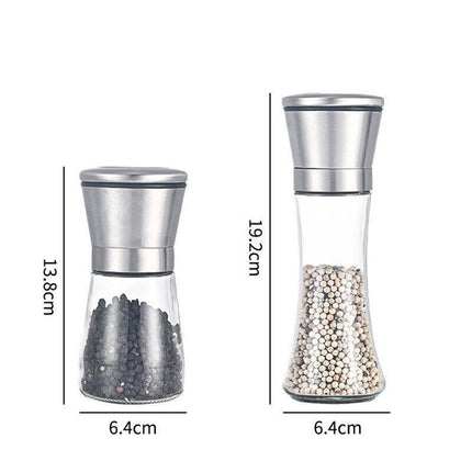 Stainless Steel Manual Salt and Pepper Grinder with Adjustable Ceramic Core - 200ML.