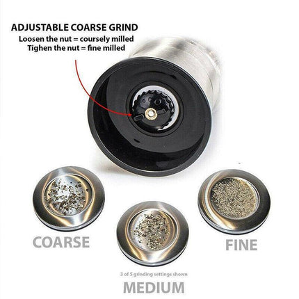 Stainless Steel Manual Salt and Pepper Grinder with Adjustable Ceramic Core - 200ML.