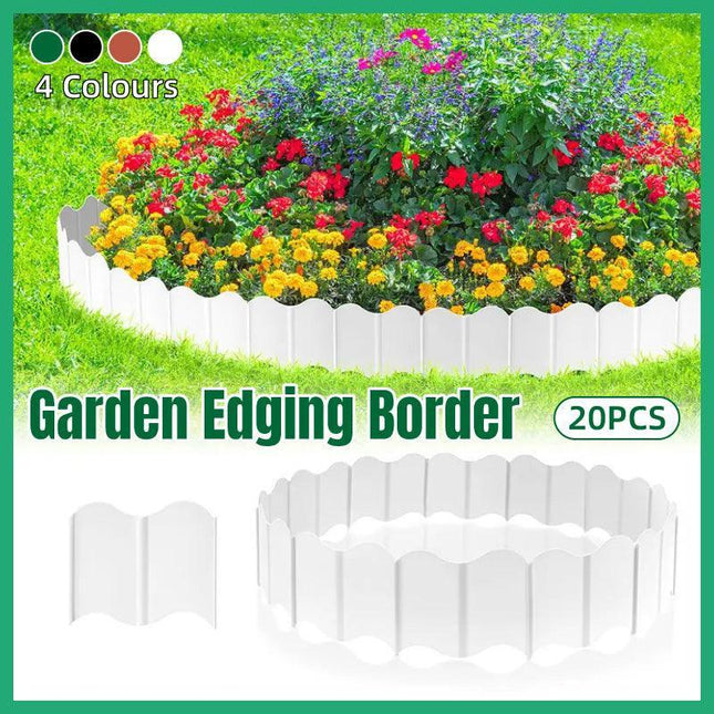 20PCS Garden Edging Fence Decorative Plastic Lawn Border Panels Landscaping - Green.