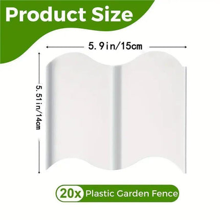 20PCS Garden Edging Fence Decorative Plastic Lawn Border Panels Landscaping - White.