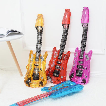 Guitar Foil Balloon Air Fill Rock and Roll Music Party Wedding Birthday Decoration - Blue.