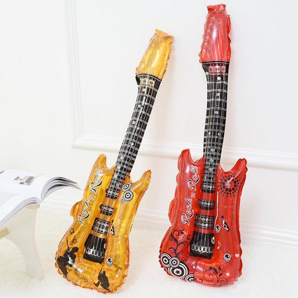 Guitar Foil Balloon Air Fill Rock and Roll Music Party Wedding Birthday Decoration - Rose Red.