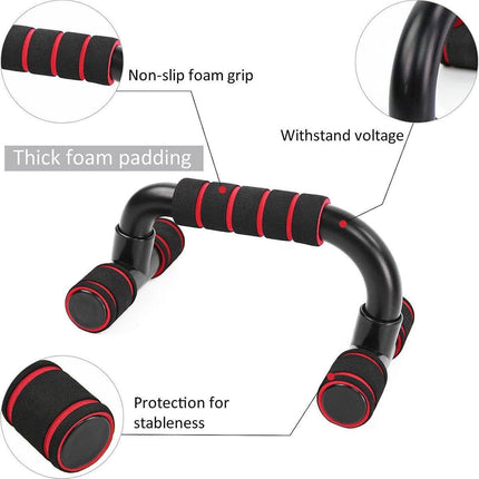 H Shaped Push Up Bars Home Fitness Equipment for Chest Arm Shoulder Training - Red.