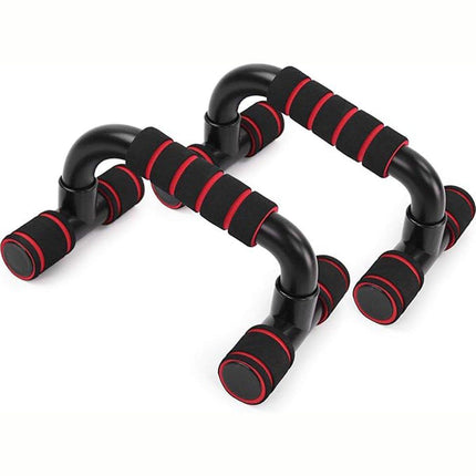 H Shaped Push Up Bars Home Fitness Equipment for Chest Arm Shoulder Training - Red.
