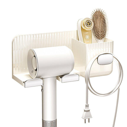 Hair Dryer Holder Rack Plastic Wall Mount No Drill Bathroom Organizer Storage - Gold.