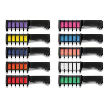 10 Colours Hair Chalk Comb Kit Temporary Hair Dye for Parties and Creative Play.