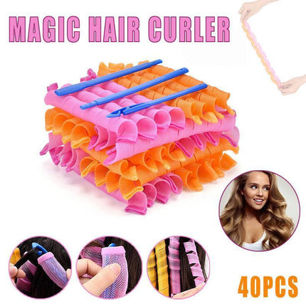 Magic Hair Curler No Heat 40Pcs Leverage Curlers Formers Spiral Styling Rollers.
