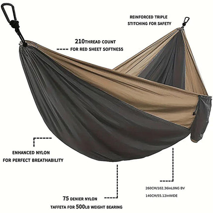 Outdoor Camping Hammock with Adjustable Strap Portable Hanging Bed Travel Swing.