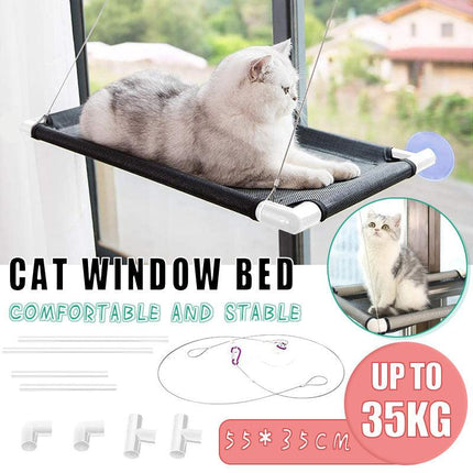 Cat Window Bed Suction Cup Hammock Black Breathable Hanging Seat 55x35cm.