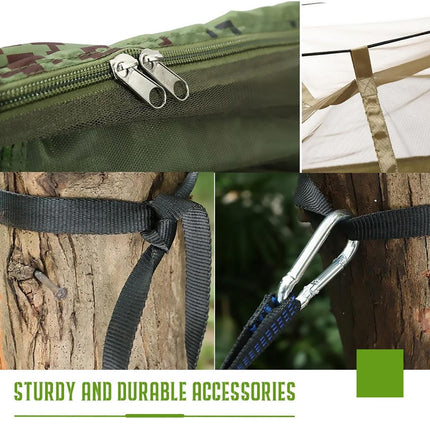 Camping Hammock Tent Set Double Outdoor Hanging Bed With Mosquito Net For Travel - Camouflage.