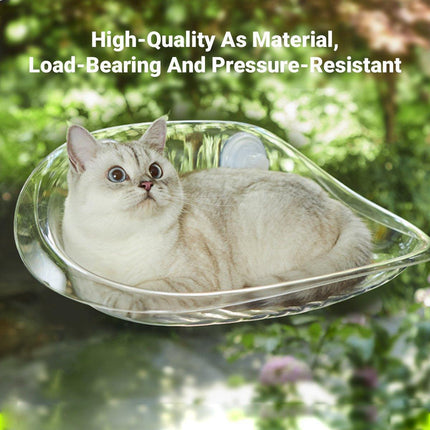 Cat Hammock Bed Glass Hanging Basket Clear Pet Nest Elevated Sleeping Bed - White.
